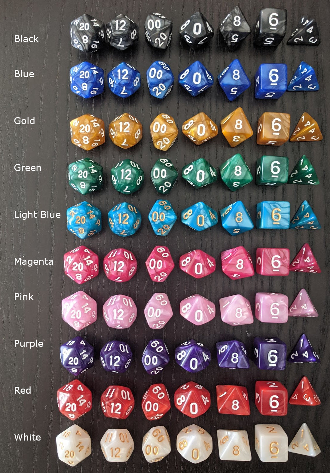 Dice Set with Organiser Case - For Tabletop RPGs, D&D, Pathfinder