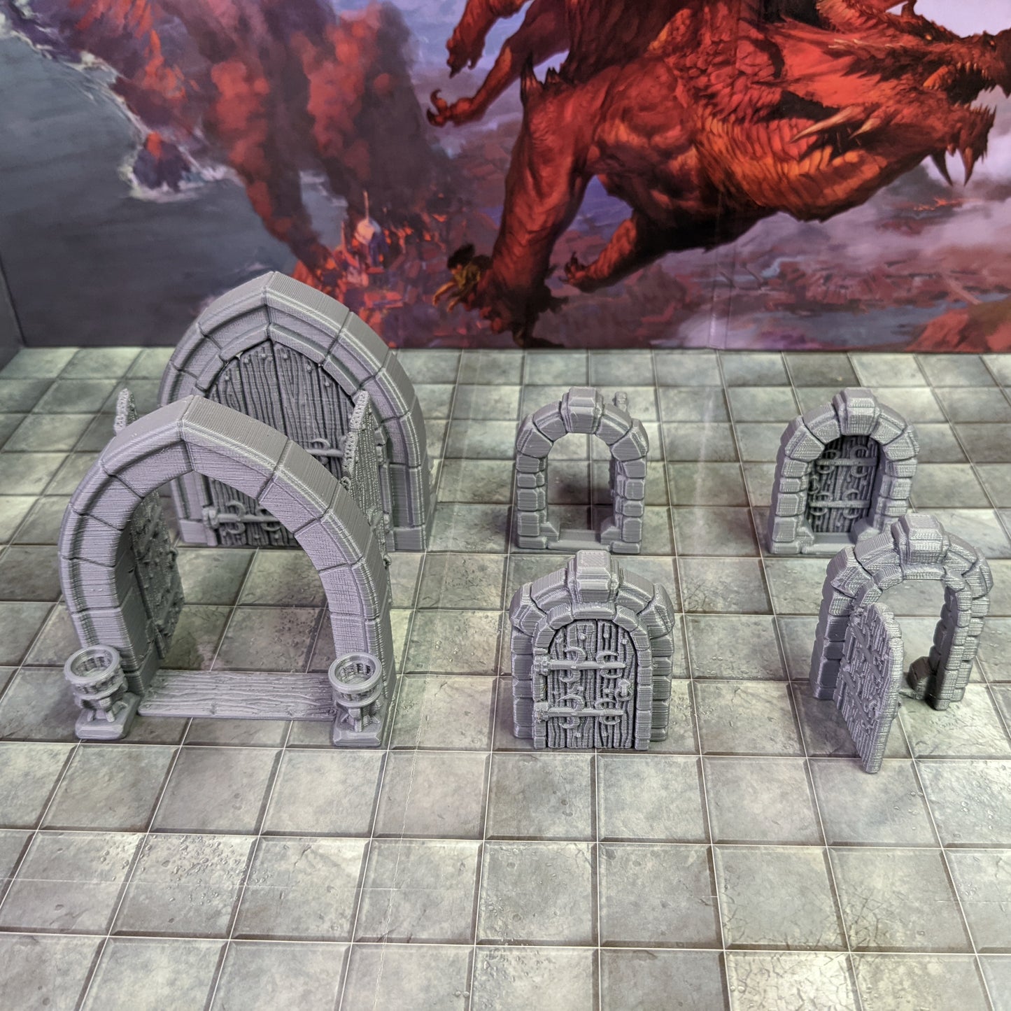 D&D Working Doors Set (6 Pieces) Modular Terrain | Custom Magnetic Tiles | 1.5 inch 38mm | Dragon's Rest